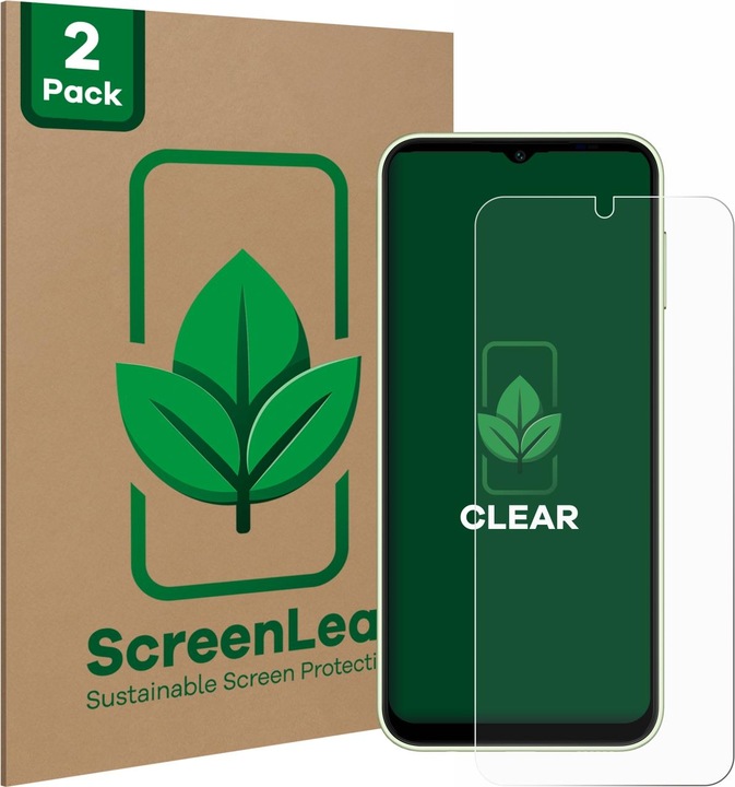 Produktbild ScreenLeaf Schutzfolie nachhaltiger Displayschutz Displayschutzfolie Folie Klar Transparent (2 Stück, Samsung Galaxy A14 5G)
