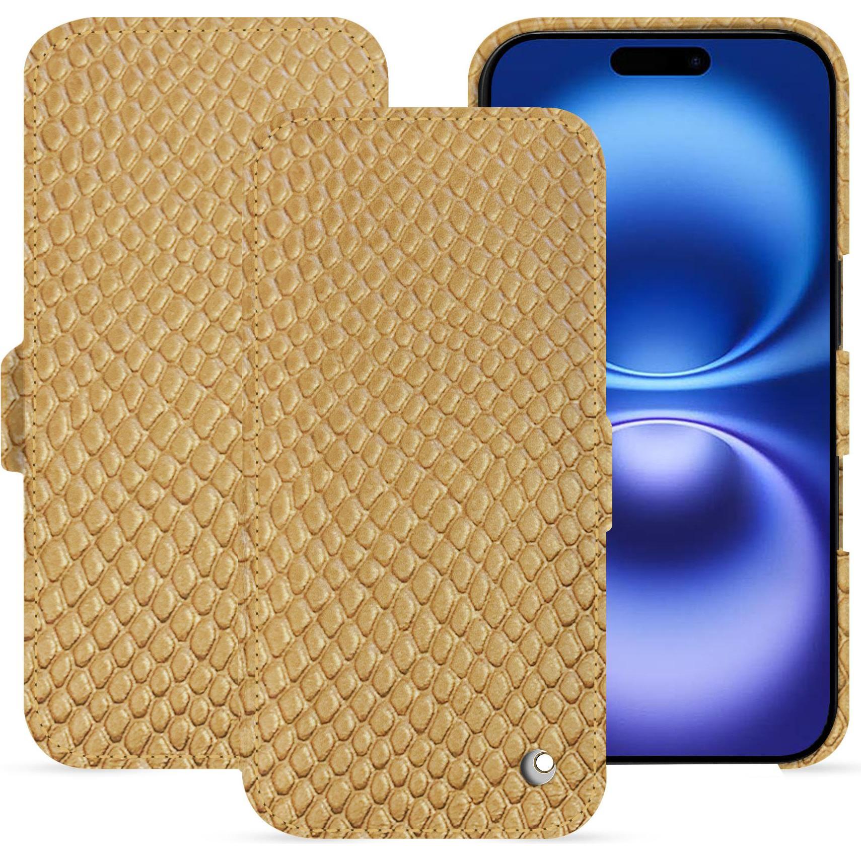 Noreve Lederschutzhülle horizontal (Apple iPhone 16), Smartphone Hülle, Beige