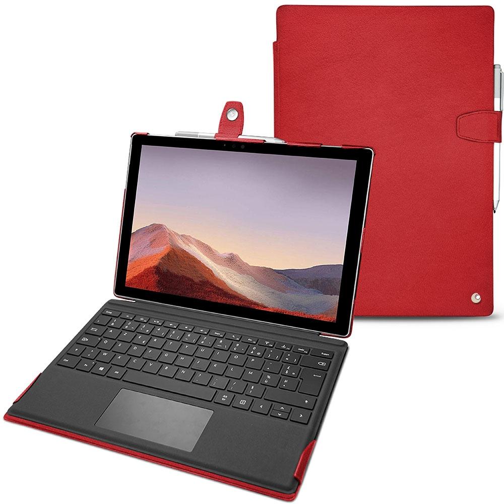 Noreve Lederschutzhülle (Microsoft Surface Pro 7), Tablet Hülle, Rot