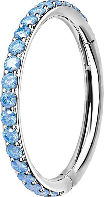 Immagine prodotto Star Piercing Anello a micro segmenti con cerniera in argento e cristalli laterali color acqua (senza ottone, Acciaio chirurgico 316L)