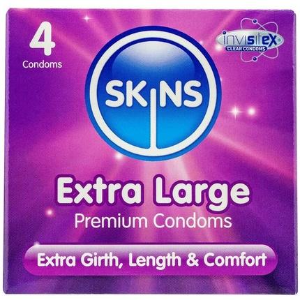 Produktbild Skins Extra Large» 4 XXL Kondome aus kristallklarem Latex - ohne Latexgeruch (4 Stk.)