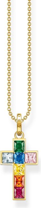Immagine prodotto Thomas Sabo Collana Croce Pietre Colorate Oro (Argento 925, 40 - 45 cm)