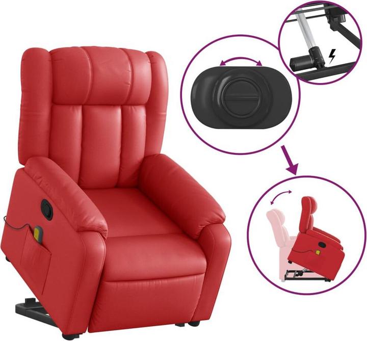 Immagine prodotto VidaXL Poltrona massaggiante con ausilio stand-up in similpelle rossa
