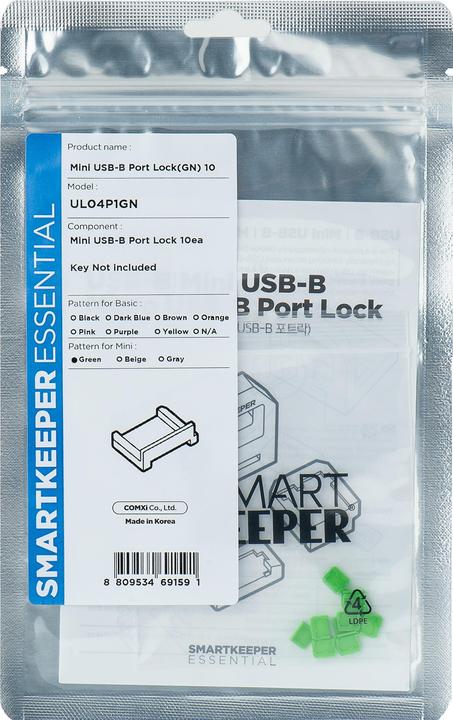 Actual product image Smart Keeper Mini USB-B Micro Port Blocker green 10 pcs.