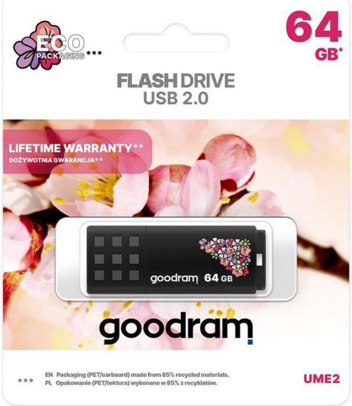 Produktbild Goodram memory USB UME2 SPRING 64GB USB 2.0 Juodas (64 GB, USB-A)