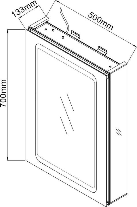 Produktbild SONNI LED-Spiegelschrank mit Licht, 50 x 70 cm, Aluminium, beschlagfrei, kabellose Scharniere, im Ba (50 x 70 x 20 cm)