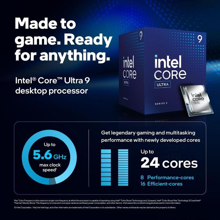 Productafbeelding Intel Core Ultra 9 285 (LGA 1851, 2.50 GHz, 24 -Core)