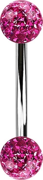 Produktbild Star Piercing Banane silber mit zwei Kristall Kugeln pink Epoxy Schutzschicht (ohne Messing, Chirurgenstahl 316L)