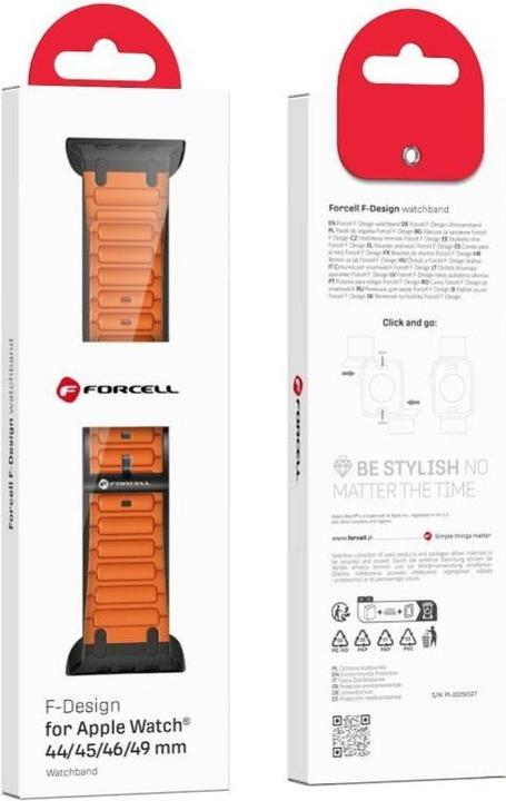 Actual product image Forcell Strap F-DESIGN FA06 silicone strap for APPLE Watch 42 / 44 / 45 / 49 mm orange (Silicone)