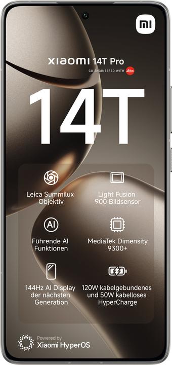 Productafbeelding Xiaomi 14T Pro 12GB/512GB (512 GB, Titaangrijs, 6.67", Dubbele SIM, 5G)