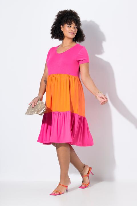 Produktbild Miamoda Jerseykleid, bequeme Passform, Colorblocking, Volants (52)