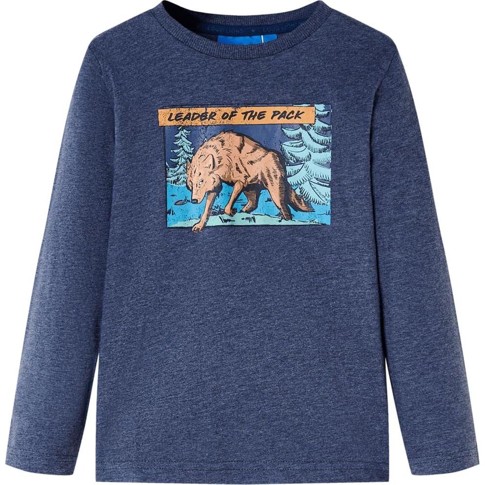 VidaXL, Unisex, Shirt, Kinder-Langarmshirt Dunkelblau Melange 104,Material: 100, Blau, (104)