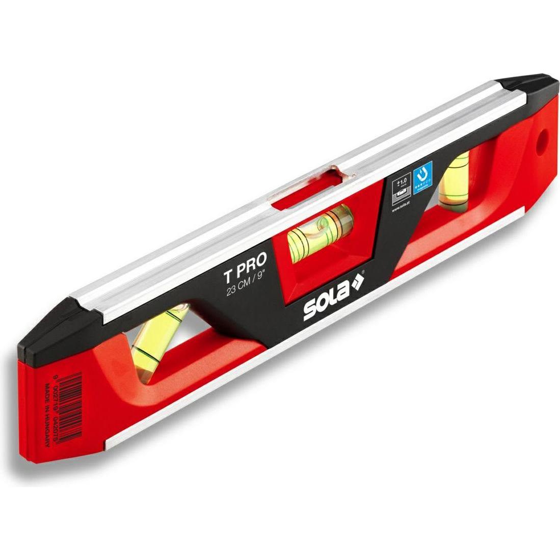 Sola Messwerkzeuge, Wasserwaage, Torpedowasserwaage T PRO 23 cm Aluminium/ABS Kunststoff rot/schwarz 1 mm/m 1 mm/m (0.10...