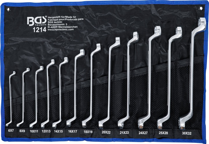 Actual product image BGS Set di 12 Chiavi a doppio anello, a gomito SW 6 x 7 - 30 x 32 mm ( 1214 ) (30 mm, 18 mm, 11 mm, 12 mm, 20 mm, 19 mm, 27 mm, 15 mm, 13 mm, 25 mm, 6 mm, 21 mm, 7 mm, 14 mm, 8 mm, 10 mm, 23 mm, 22 mm, 17 mm, 28 mm, 9 mm, 16 mm, 24 mm, 26 mm, 29 mm)