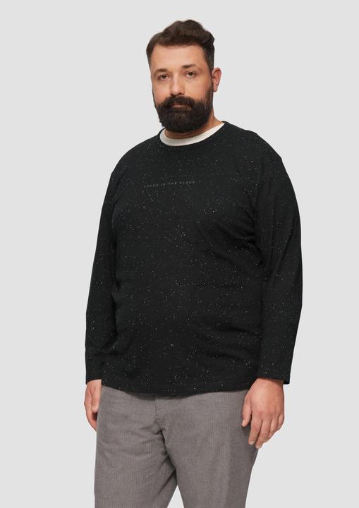 Produktbild S.Oliver T-Shirt Meliertes Longsleeve aus Jersey mit Logo-Print (XXL)