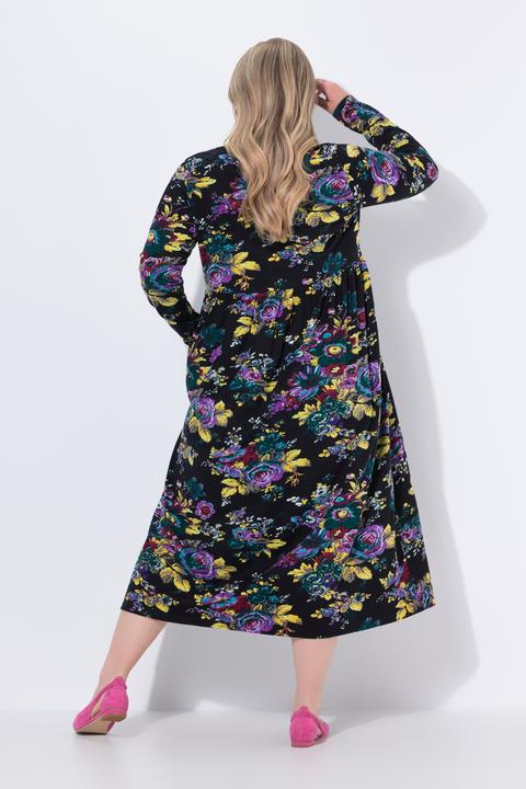 Produktbild Ulla Popken Maxikleid, Blüten, A-Linie, Tunika-Ausschnit, Langarm (60)