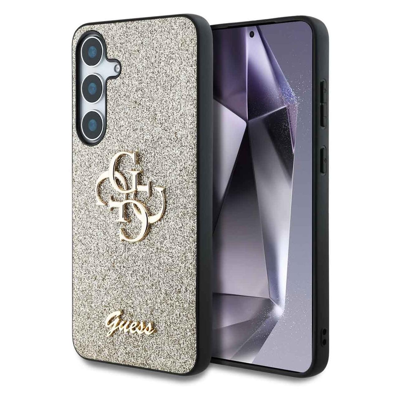 Guess Etui Fixed Glitter Big 4G Metal Logo Do Samsung Galaxy S25 Plus ZÅoty (Samsung Galaxy S25, Samsung Galaxy S25+), Smartphone Hülle, Gold