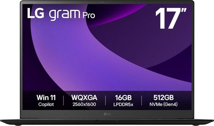 LG gram 17" Pro Core Ultra 7 255H 32GB/2TB RTX5050 Win11 schwarz 17Z90TR-E.AD8BG (17", 2000 Go, 32 Go, DE, Intel Core Ultra 7 255H)