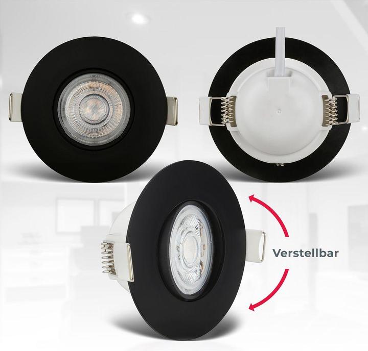 Image du produit B.K.Licht Lampes LED encastrées, set de 5, IP65, noir, 5xPlaque LED/4,9W (480 lm)