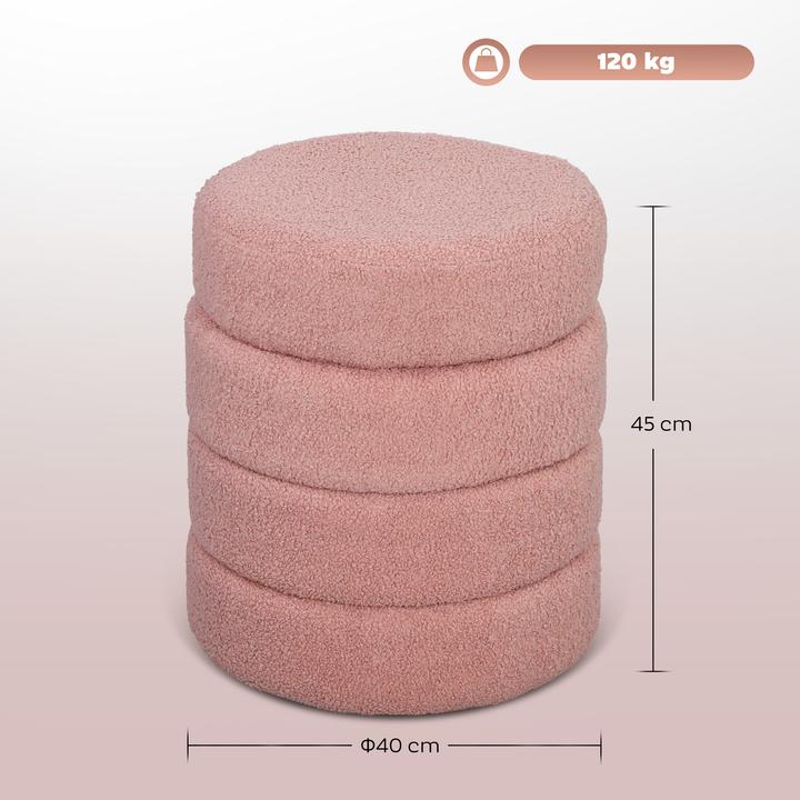 Actual product image Homcom Fusshocker Polyester, Schaumstoff Rosa