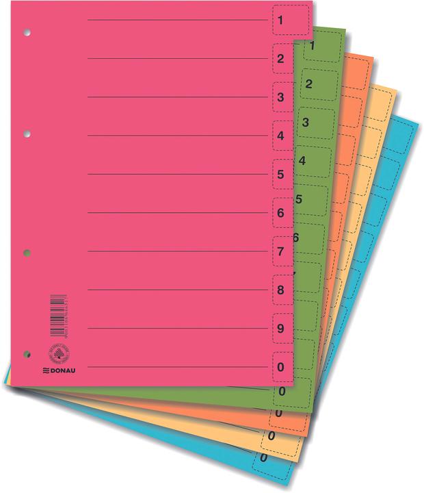 Image du produit Donau Intercalaires, carton, a4, 235x300mm, 0-9, 10 perforations multiples, bleu