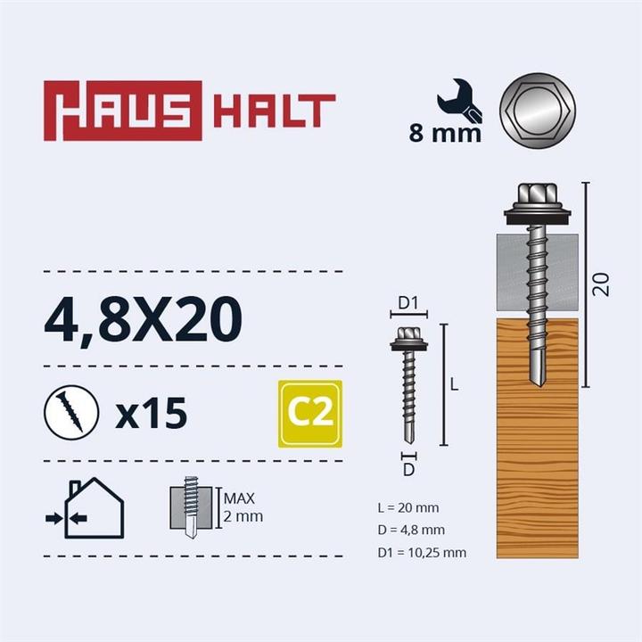 Image du produit Haushalt SELF SCREW 4,8X20 WOOD+EPDM ZN 15PCS