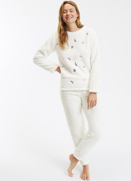 Produktbild La Redoute Collections Pyjama aus Fleece mit Blätterstickerei (50)