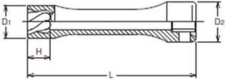 Actual product image Koken Power socket, extendable, rotatable, square extractor 3/8" size 12 mm, (3128-80 12).