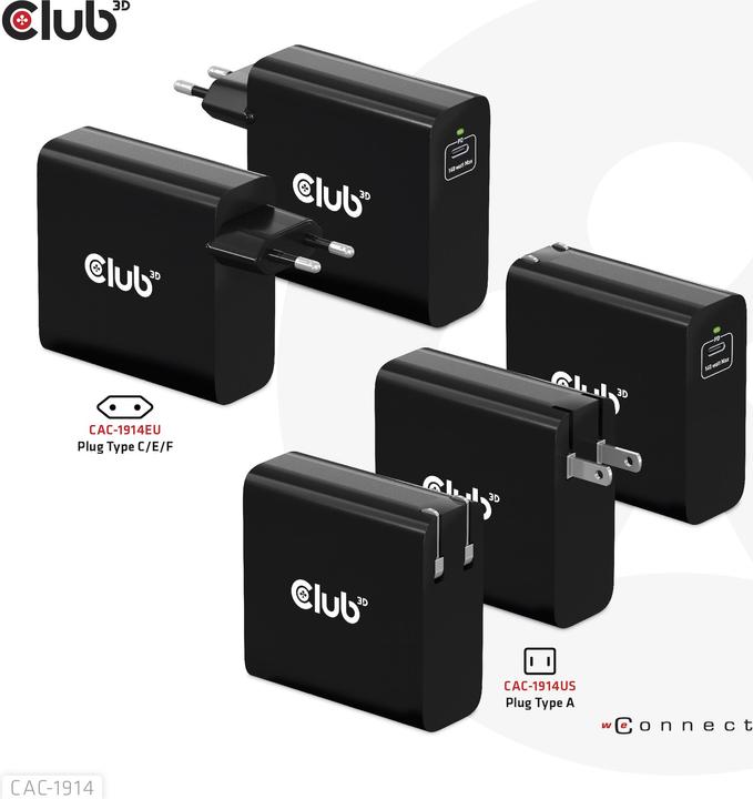 Actual product image Club 3D Club3D Charger 1xUSB Type C, PD 140W retail (140 W)