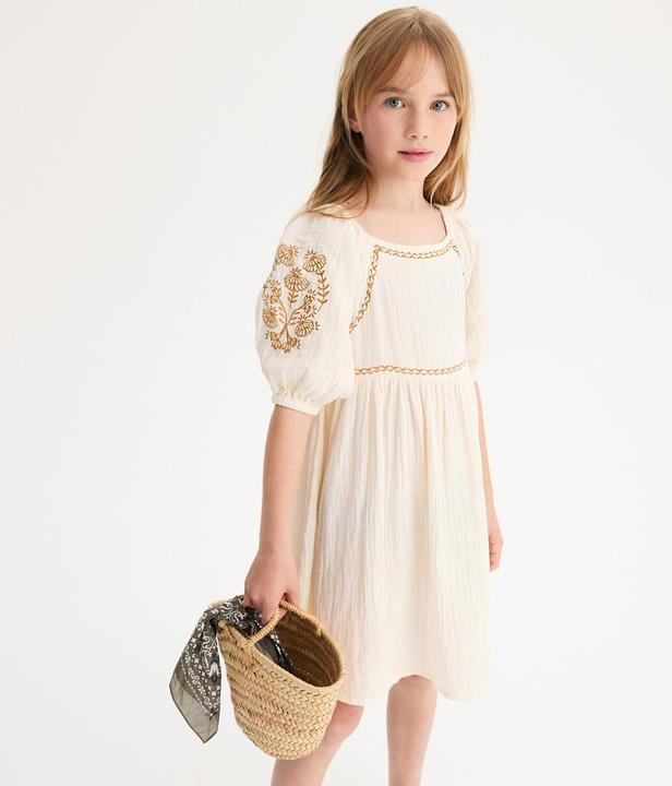 Actual product image La Redoute Collections Besticktes kurzärmeliges Kleid aus Baumwollgaze (128)