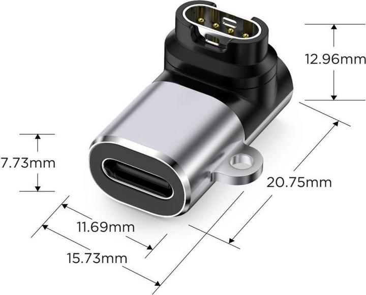 Image du produit Tech-Protect Ultraboost USB-C Winkeladapter für Garmin Watch - Grau
