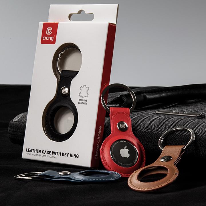 Productafbeelding Crong Leren etui met sleutelhanger - Skórzany brelok do Apple AirTag (zielony)