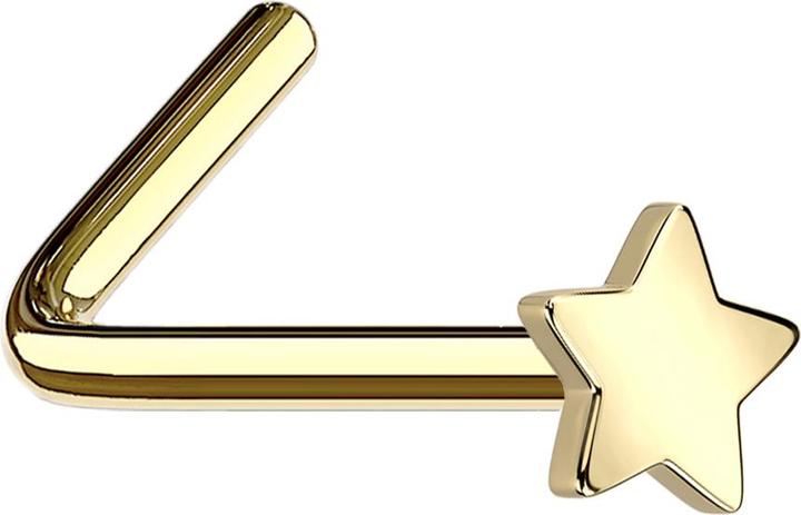 Image du produit Star Piercing Clous de nez coudés dorés avec étoile (Titane, sans laiton)