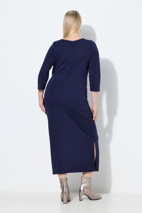 Image du produit Ulla Popken Robe midi point de Rome, drapé, encolure bateau et manches 3/4 (60)