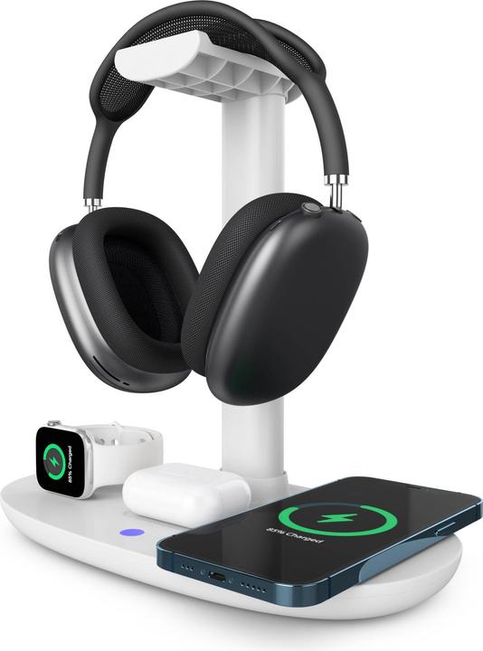 Image du produit PhoneLook Station de charge 4 en 1 moderne 30W sans fil avec support casque pour AirPods Max, iPhone, Apple Wa (15 W)