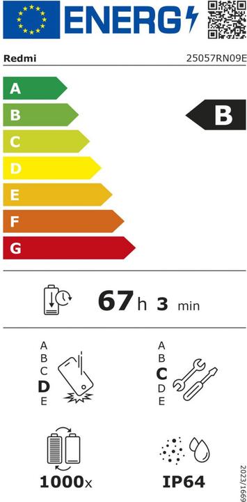 Energy Label Xiaomi Redmi 15 5G (256 GB, Titan Gray, 6.90", Hybrid Dual SIM, 5G)