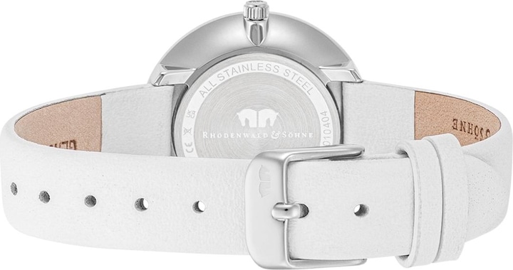 Immagine prodotto Orologio al quarzo da donna perla in vera pelle bianca - 32220 (Orologio da polso analogico, 32 mm)