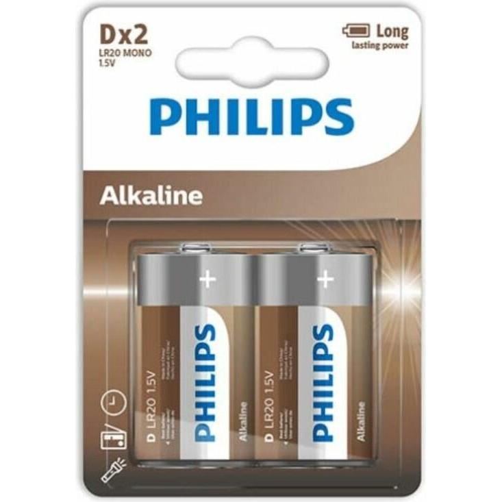 Philips ALKALINE PILA D LR20 BLISTER*2 (2 Stk., D), Batterien + Akkus
