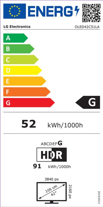 Energy Label LG TV (42", OLED, 4K, 2025)
