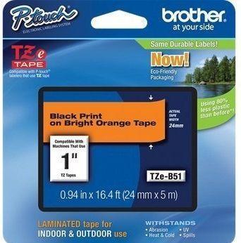 Produktbild Brother TZB51 24 Schwarz AUF Orange (2.40 cm, Orange, Schwarz)