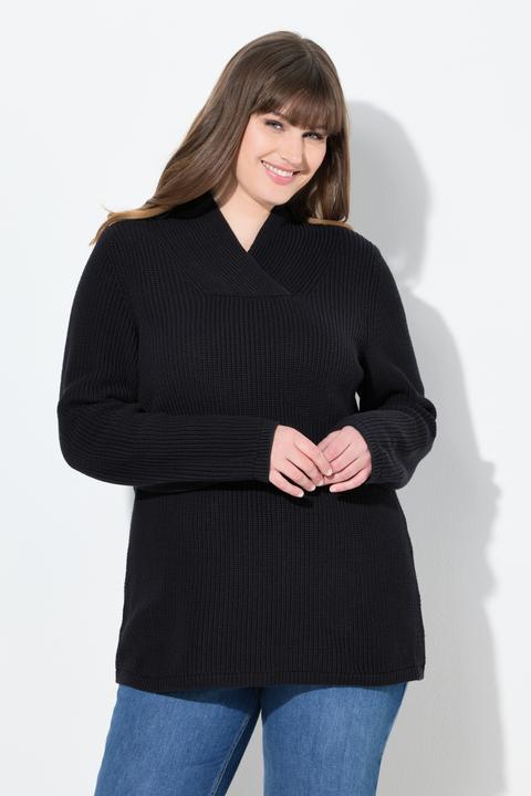 Actual product image Ulla Popken Eco Cotton Shawl Collar Long Sleeve Sweater (42, 44)