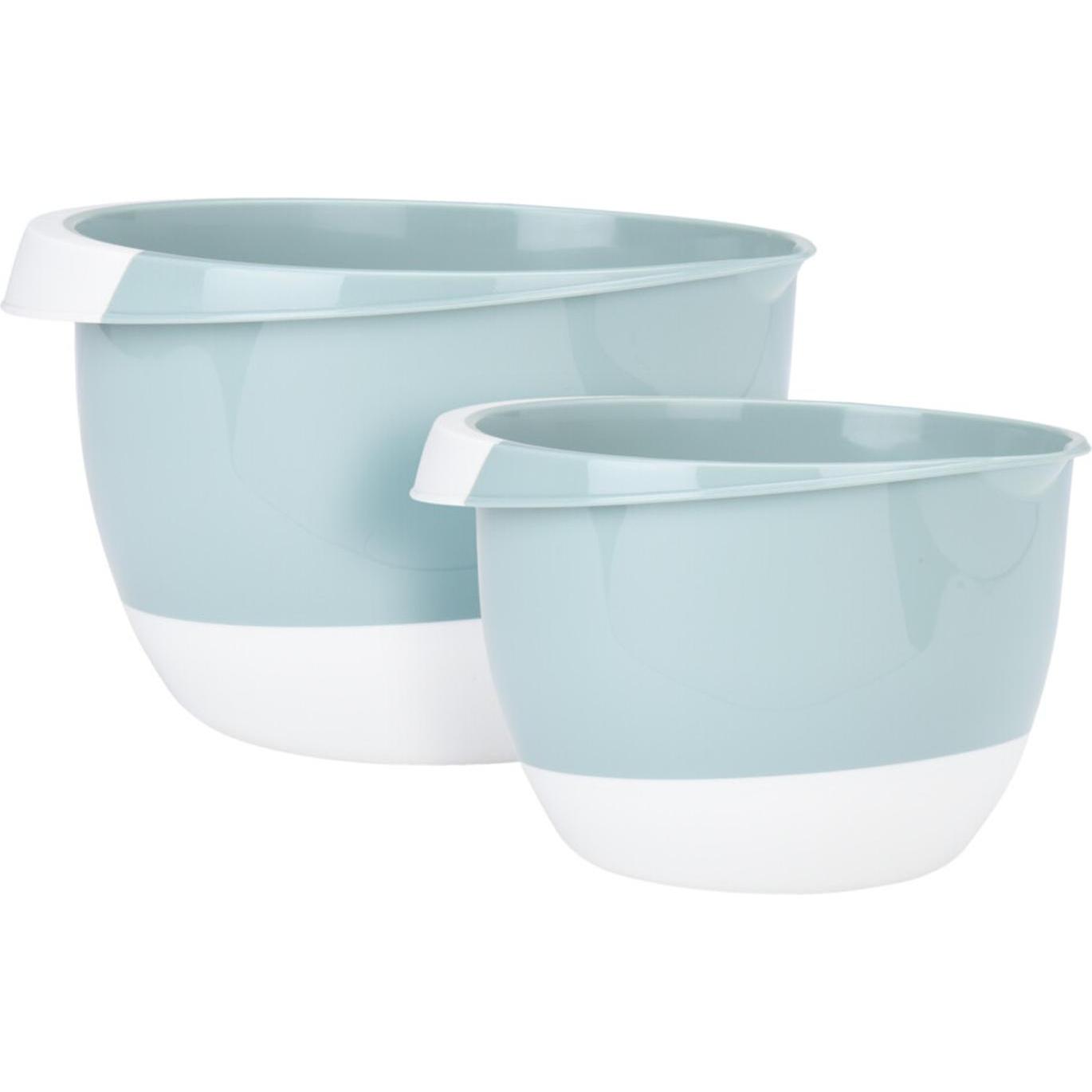 Mojawo 2er Set Rührschüssel Mixschüssel Schüssel 3,5L + 2L, Schüssel + Schale, Weiss