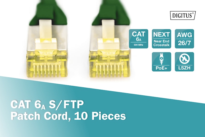 Produktbild Digitus CAT 6A S/FTP Patchkabel, 10 Stück (S/FTP, CAT6a, 1 m)