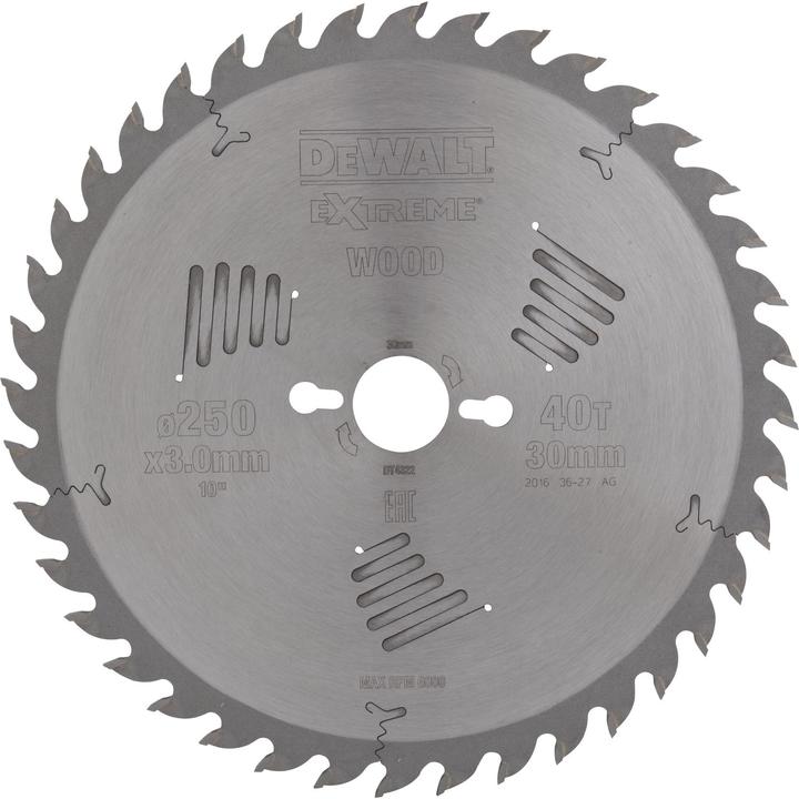 Actual product image DeWalt EXTREME ® Stationary Circular Saw Blade DT4322llerinsert and cross cuts