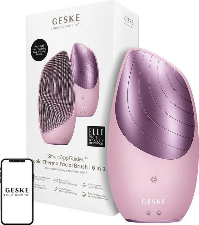 Image du produit Konjac Sponge Soniczna szczoteczka termiczna do twarzy 6w1 Geske z Aplikacją (różowy)