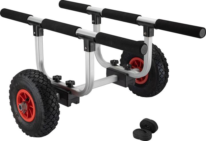 Wiltec Aluminium Transport Trolley for Kayaks, Canoes max. 90kg with ⌀ 26cm Tyres & adjustable Width