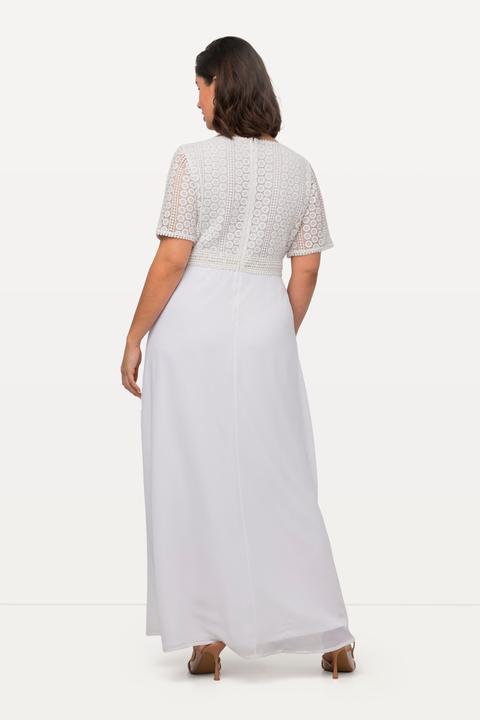 Produktbild Ulla Popken Brautkleid, Boho-Style, A-Linie, V-Ausschnitt, Halbarm (44)