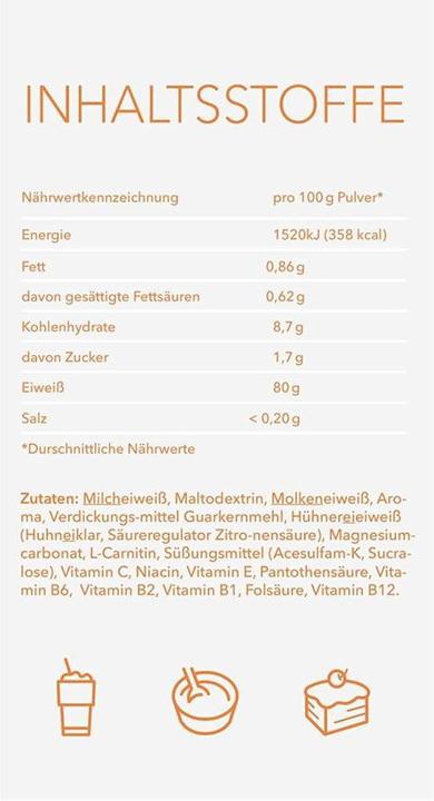 Valori nutrizionali e ingredienti My Line Proteine con L-Carnitina in polvere Vaniglia senza Aspartame (1 Pezzo/i, Polvere, 400 g)