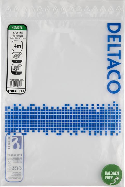Produktbild Deltaco OM4 Fiber cable, SC - SC, duplex, multimode, 4,0m (4 m)