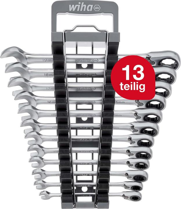 Actual product image Wiha Ringratschen-Gabelschlüssel Set (19 mm, 12 mm, 14 mm, 16 mm, 10 mm, 18 mm, 17 mm, 11 mm, 15 mm, 8 mm, 9 mm, 13 mm)